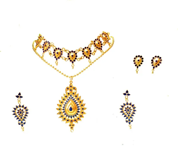 Assamese_Traditional_Gold_Plated_Blue_Colour_Combo_Jewellery_Set_For_Women